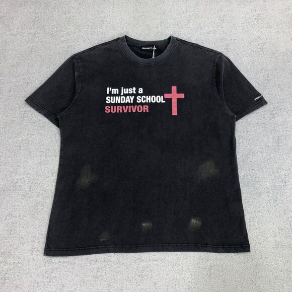 Grailz Project Gr Cotton Vintage Letter Cross Short Sleeves